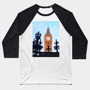 London. Big Ben through the Fence. Great Britain 2009 Baseball T-Shirt